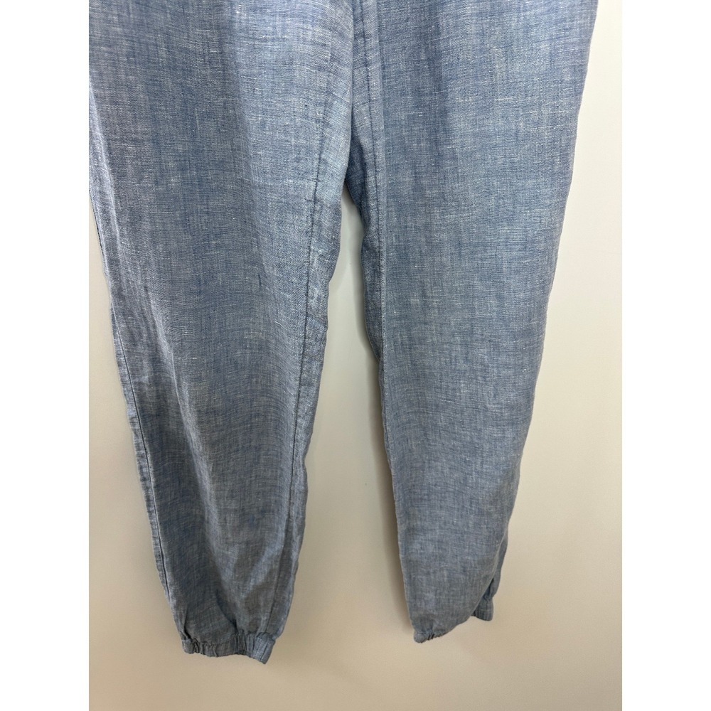 Athleta Retreat Linen Jogger Pants Chambray Blue Resort Beach Zip Pockets 4 Tall - Picture 13 of 15